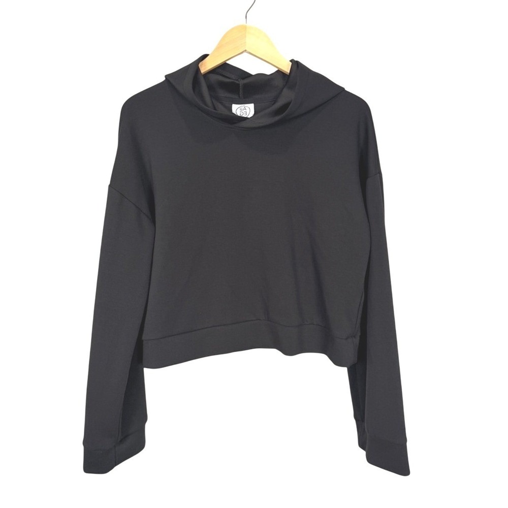 SAGE COLLECTIVE Cloud Black Cropped Hoodie‎ Sweatshirt Women's Size S